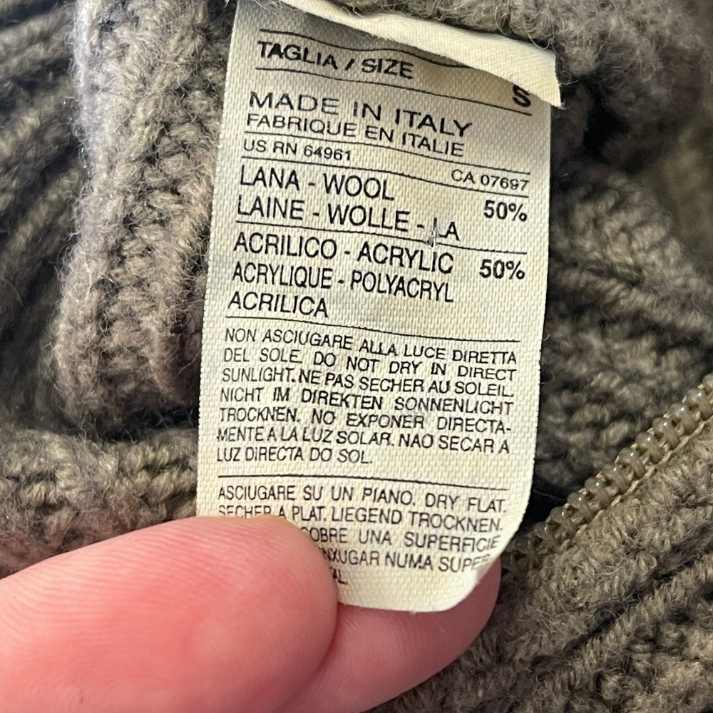 Vintage United Colors Benetton ITALY Wool Blend Full Zip Cardigan Sweater Small - Picture 3 of 7